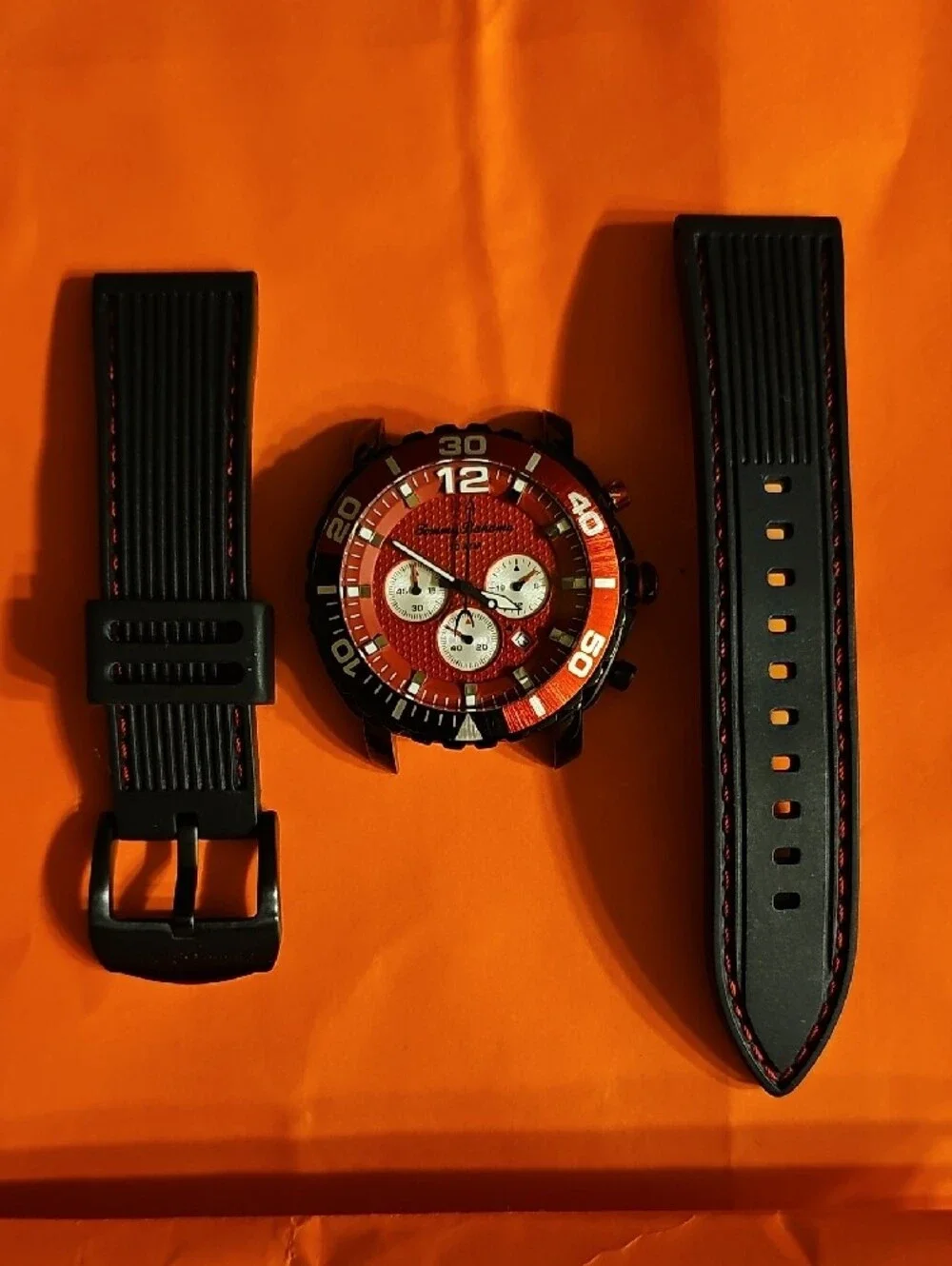 Tommy Bahama Black and Red Men's Quartz Chronograph Atlantis Sports Watch.